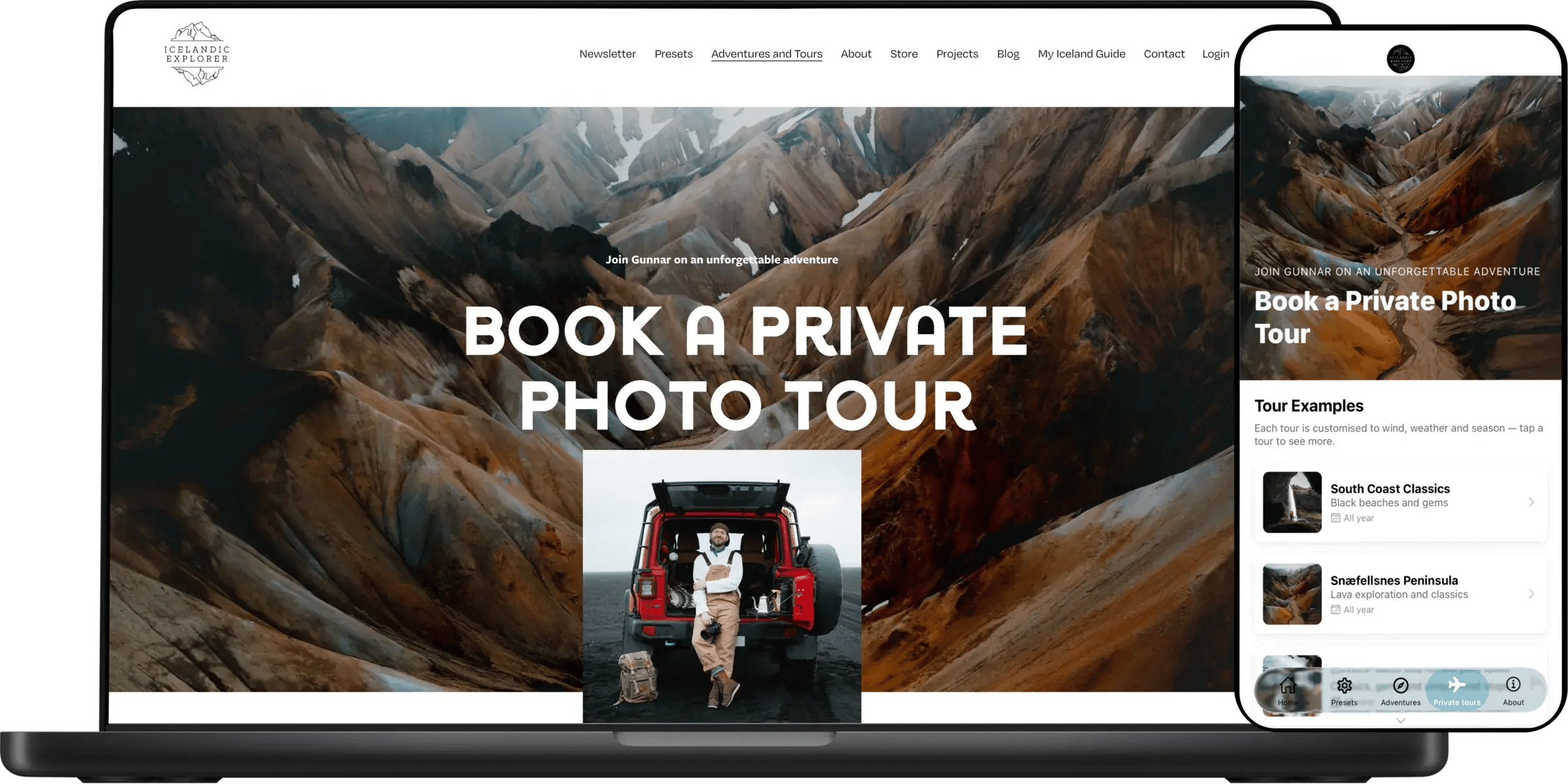 icelandicexplorer.com Squarespace website converted into a native mobile app with Choicely