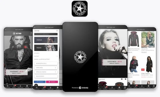 Phones with ecommerce app screens on them