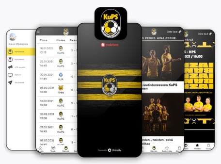 Phone screens with sports apps