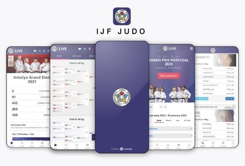 Phone screens with sports federation apps