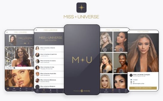 Phones with beauty pageant voting app screens on them