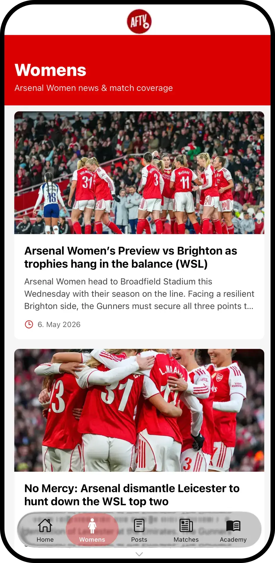 AFTV+ app section screen built automatically from aftv.co.uk content
